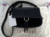 Ted Baker Harrlee Leather and Suede Cross Body Bag Black