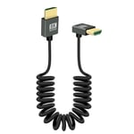 Cable Spirale Hdmi Vers Hdmi 8K,90 Degres,Angle Descendant Court,48Gbps,Haute Vitesse,Hdmi2,1,Support Hdr,8K@60Hz,4K@120Hz,Compatible Avec Les Camescopes,Moniteurs(Vers Le Bas)