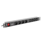 Stikdåse - 8 udtag med kontakt Lanberg PDU-04E04I-0200-BK 2 m