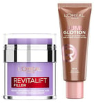 L'Oreal Paris Glotion Deep Glow and Revitalift Hyaluronic Acid Water Cream Duo