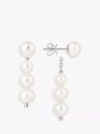 Claudia Bradby Two in One Pearl Stud/Drop Earrings, Silver