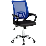 La Chaise Espagnole Ribadeo - Chaise de bureau sans repose-tête , Polyester et dossier en maille, Bleue