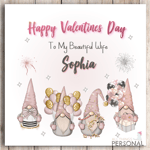 Personalised Valentines Day Card For Wife Girlfriend Gonk Gnomes Valentine's