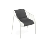 EMU - Heaven Armchair, Matt White, Cushion: Dark Grey - Trädgårdsstolar - Jean-Marie Massaud - Vit