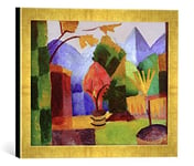 Kunst für Alle 'Encadré Image de August Macke Jardin sur Le lac de Thoune, d'art dans Le Cadre de Haute qualité Photos Fait Main, 40 x 30 cm, Doré Raya