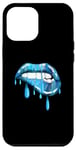 Coque pour iPhone 12 Pro Max Blue Dripping Biting Lips Rouge à lèvres Effet années 80