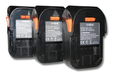 vhbw 3x Batteries compatible avec AEG BUS 18, BUS 18 X, BSB 18 STX, BSB 18 LI, BST 18X, BSS 18C outil électrique (3000 mAh, Li-ion, 18 V)