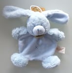 A9 - DOUDOU PLAT BABY NAT babynat' LAPIN CHIEN BLEU CROIX EXTRA DOUX  NEUF 