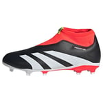 adidas Predator 24 League Laceless Firm Ground Boots Sneaker, Core Black/Cloud White/Solar Red, 5 UK Child