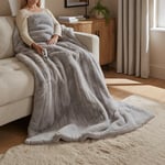 Faux Fur Silver Electric Throw Blanket