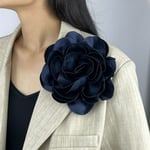 Stor blomma brosch mode franska badge satin dekorativ Pin Navy