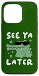 Coque pour iPhone 13 Pro Joli alligator dans des lunettes de soleil, adieu au crocodile, voir plus tard