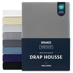 Dreamzie Drap Housse 120x200 cm, Jersey 100% Coton Premium, Hauteur De Matelas Jusqu'à 22 cm, Hypoallergénique, Oeko-Tex, Anthracite