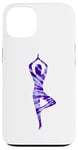 Coque pour iPhone 13 Violet tie-dye pose arbre yoga