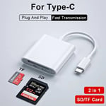 Lecteur De Carte Mémoire Lightning Vers Sd Tf,Adaptateur 3 En 1 Pour Iphone 15 14 13 12 Pro Max,Caméra Usb C,Pour Samsung Xiaomi - Type 2 In 1 Type C