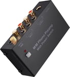 Préampli Phono Mini Préamplificateur Audio Stéréo Métal Faible Bruit avec Interrupteur d'alimentation,Entrée RCA,Sortie RCA et 1/4"" TRS, Adaptateur Secteur Certifié DC 12V