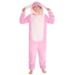 Disney Combinaison Pyjama Enfant Fille Pyjama Stitch Surpyjama Grenouillère en Polaire Fille Onesie Enfant Ado 2-15 Ans (Rose Angel, 13-14 Ans)