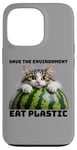 iPhone 13 Pro Save The Environment Eat Plastic Funny Microplastics Cat Case