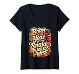 Womens Fearless Wise Chinese New Year Zodiac Sign Year Of The Snake V-Neck T-Shirt