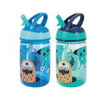 Nuby Mighty Swig Water Bottle - No Spill Active Toddler Sippy Cup | 360ml / 12oz |Carry Handle | Dishwasher and Microwave Safe | Suitable Beaker for 18 Months Plus (Monsters, Pack of 2), 048526890392