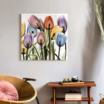 Empire Art Direct Tulipe Scape X-Ray II Fleur murale sur panneau en verre trempé sans cadre Prêt à accrocher pour salon, chambre à coucher et bureau 61 x 61 x 0,5 cm