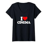 Womens I Love Cinema - Funny Saying Sarcastic Movie Buff Movies V-Neck T-Shirt