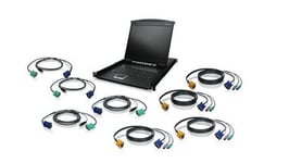 IOGEAR GCL1908KIT 8-Port 19" LCD KVM Switch with USB and PS/2 KVM Cable - KVM-konsoll - 19" - TAA-samsvar - med PS/2 and USB KVM Cables