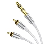 Câble RCA Jack Audio Stéréo Cordon Jack 6.35mm vers 2 RCA Mâle Compatible Audio Y Splitter Câble Quarter inch Stereo to 2 RCA Connector Wire Cord 1M