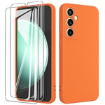 binandteam Coque pour Samsung Galaxy S23 FE 5G (6.4") avec 2 Verre Trempé Protection écran,Silicone Liquide TPU Ultra Premium Antichoc Housse pour Samsung Galaxy S23 FE 5G - Orange