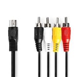 Nedis adapterkabel 5-pol DIN hane - 4 x RCA hane, 1 m