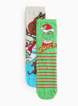 Barbie The Grinch Christmas Socks 2 Pack 4-8 Green female