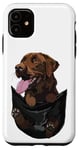 Coque pour iPhone 11 Labrador marron amusant dans la poche pour ramasser le chocolat maman