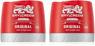 2X 150ML Brylcreem ORIGINAL LIGHT GLOSSY HOLD Mens Hair Styling Cream RED TUB