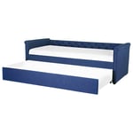 Lit Banquette Gigogne en Tissu Bleu Marine 80 x 200 cm Elégant avec Touche Ches