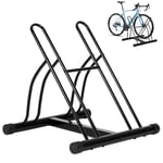 WOLTU Râtelier Vélo, Range Vélo pour 2 Bicyclettes, Support Vélo Sol, pour Pneu Max. 60mm, en Métal, pour Garage, Maison, Jardin, Noir