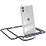 For Apple iPhone 11 Cover with Chain Band Mobile Soft Case for Hanging Navy Blue