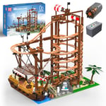 Mould King 11013 - Kit de construction - Parc d'attractions MOC - Modèle avec montagnes russes et bateau pirate - Cadeau pour enfants et adultes - Collections (2174 pièces)