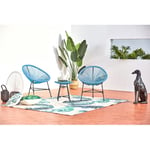 Salon de jardin 2 fauteuils oeuf + table basse bleu acapulco - blue