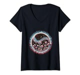 Womens Psychedelic Feathers Music Note Faerie Mushroom EDM Graphic V-Neck T-Shirt