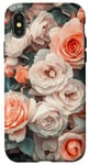 Coque pour iPhone X/XS Rose en fleurs complexes - Motif floral pastel