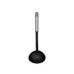 Fackelmann MODE Soup Ladle, Soup Serving Spoon, PBT Plastic Non-Stick Function Head & Stainless Steel Handle with Hanging Loop, 32 x 10 x 6.5 cm, Black, Grey & Silver