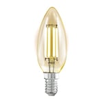 EGLO Ampoule LED E14, lampe Edison à incandescence forme bougie, éclairage vintage et rétro, 4 watts (correspond à 26 watts), 270 lumens, blanc chaud, ambré, 2200 Kelvin, C35, Ø 3,5 cm