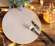 Set of 8 Naturals Pure Cork Chunky Round Placemats - UK Made