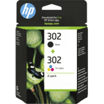 HP 302 2-pack Black/Tri-colour Original Ink Cartridges blekkpatron 2 stykker Standard utskriftsproduksjon Sort, Cyan, Fiolblå, Gult