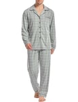 iClosam Pyjama Homme Hiver Coton 2 Pièces Pyjama Homme Long Chaud à Carreaux Ensemble de Pyjama Homme avec Bouton Vêtements de Nuit Homme à Rayé S-XXL