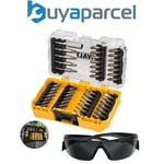 Dewalt 47 Piece Impact Rated Screw Driver Bit Set Hex Shank Black Safety Glasses