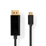 Nedis USB-C™ Sovitin | USB 3.2 Gen 1 | USB-C™ Uros | DisplayPort uros | 4K@60Hz | 2.00 m | Pyöreä | Kullattu | PVC | Musta | Label