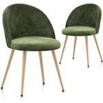 Janzdiys - Lot de 2 Chaise Salle a Manger Scandinave Velours-Vert - Pieds en Métal