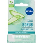 NIVEA Gommage à lèvres 2 en 1 à l'aloe vera (4,8 g), baume à lèvres soignant à l'aloe vera et à la vitamine E, exfolie doucement pour des lèvres super douces, soin intensif des lèvres, pas besoin