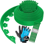 KESSER® Bordure de pelouse en Plastique Souple - Longueur : 30 m - Hauteur : 5 cm - avec 150 ancrages au Sol + 3 Paires de Gants - Bordure du rez-de-chaussée-Bordure Parterre-Bordure tondre-Palissade